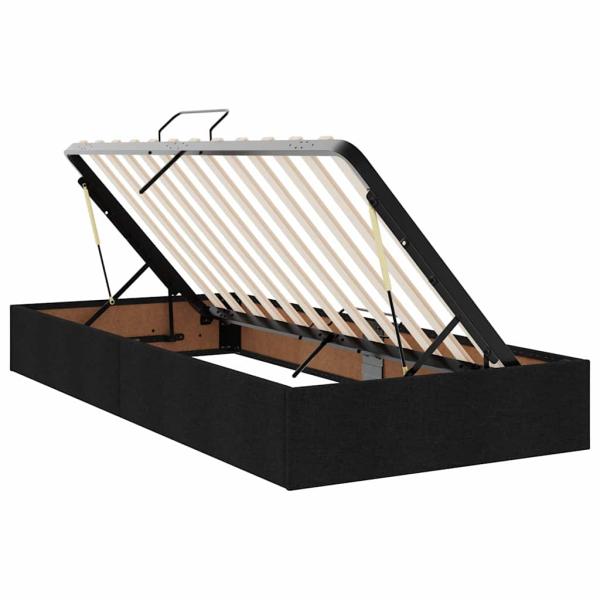 Bett mit LED-Lichtleisten Schwarz 180 x 200 cm Stoff