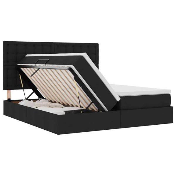 Bett mit LED-Lichtleisten Schwarz 180 x 200 cm Stoff