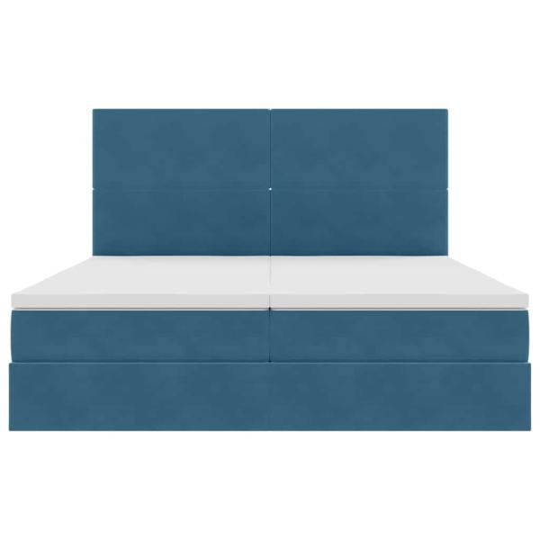 Bett mit LED-Lichtleisten Dunkelblau 200 x 200 cm Samt