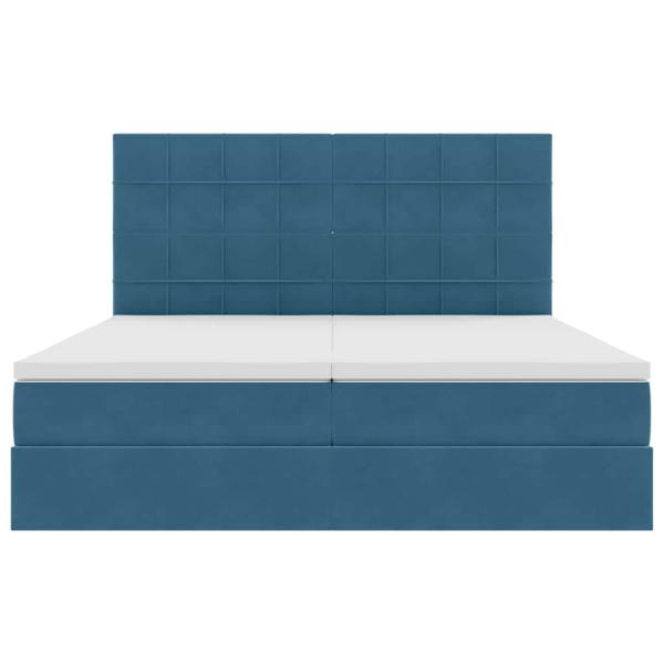 Bett mit LED-Lichtleisten Dunkelblau 200 x 200 cm Samt