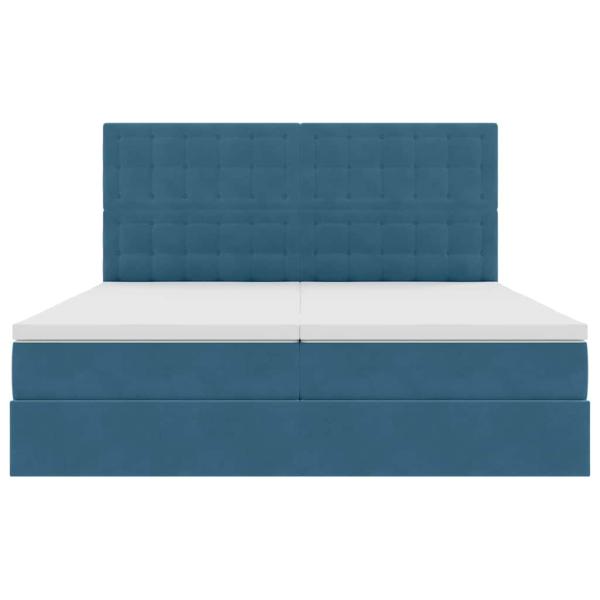 Bett mit LED-Lichtleisten Dunkelblau 200 x 200 cm Samt