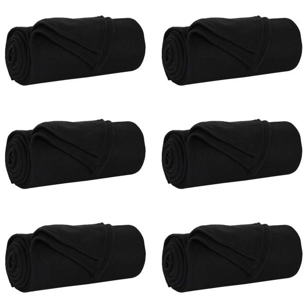 Wohndecken 6 pcs Schwarz 240 x 220 cm Fleece