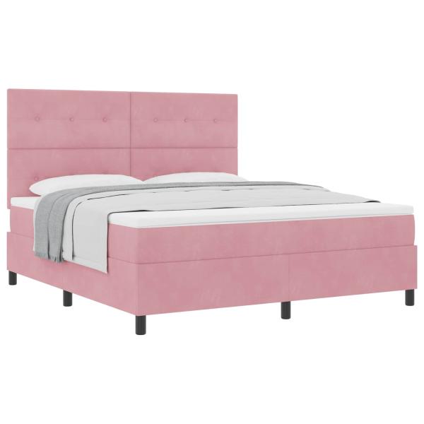 Boxspringbett mit Matratze mit Kopfteil Rosa 180 x 200 cm Stoff