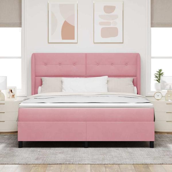 Boxspringbett mit Matratze Rosa 200 x 180 cm Polyester