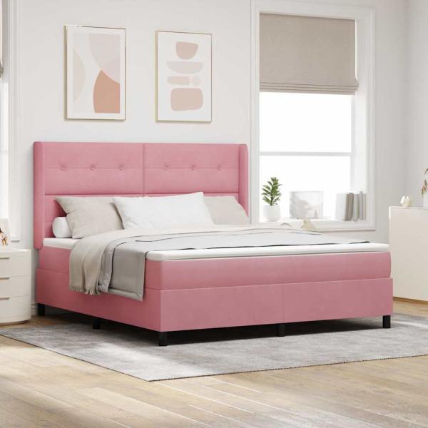 ARDEBO.de - Boxspringbett mit Matratze mit Kopfteil Rosa 180 x 200 cm Samt