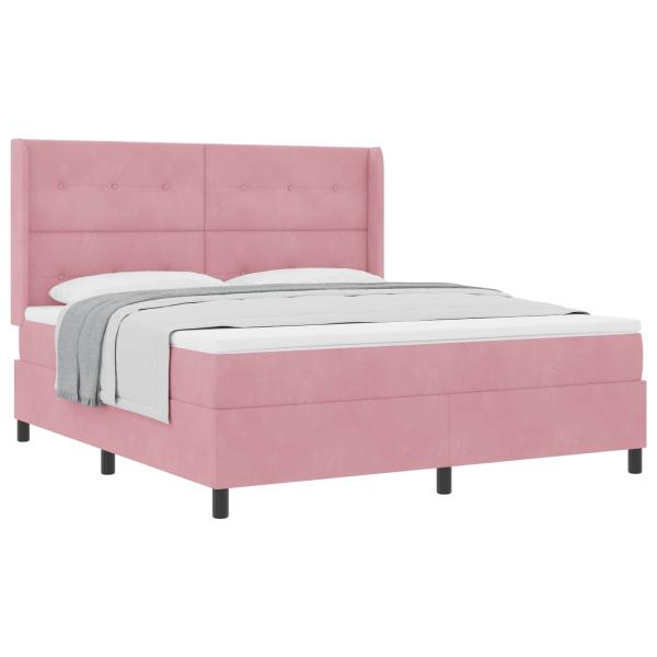 Boxspringbett mit Matratze mit Kopfteil Rosa 180 x 200 cm Samt