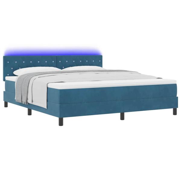 ARDEBO.de - LED Boxspringbett mit Matratze Dunkelblau 180 x 200 cm Samt