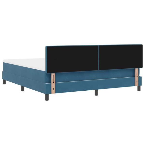 LED Boxspringbett mit Matratze Dunkelblau 180 x 200 cm Samt