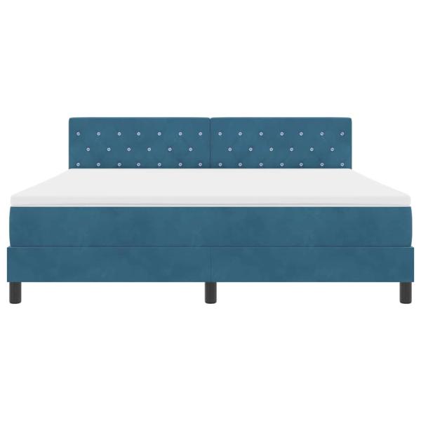 LED Boxspringbett mit Matratze Dunkelblau 180 x 200 cm Samt