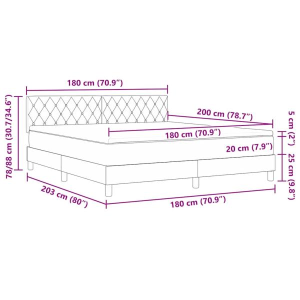 LED Boxspringbett mit Matratze Dunkelblau 180 x 200 cm Samt
