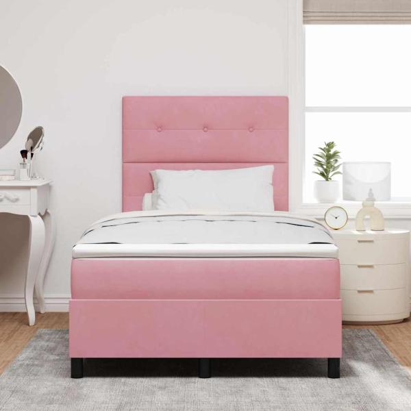 LED Boxspringbett mit Matratze Rosa 120 x 190 cm Stoff