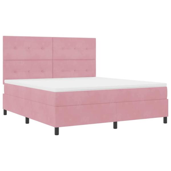 LED Boxspringbett mit Matratze Rosa 180 x 200 cm Stoff