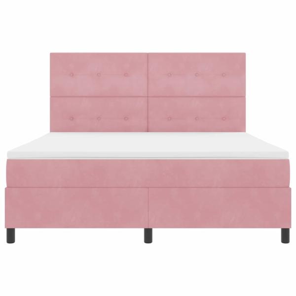 LED Boxspringbett mit Matratze Rosa 180 x 200 cm Stoff