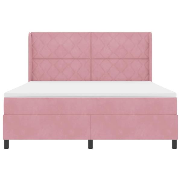 Boxspringbett mit Matratze mit LED Rosa 180 x 200 cm Samt
