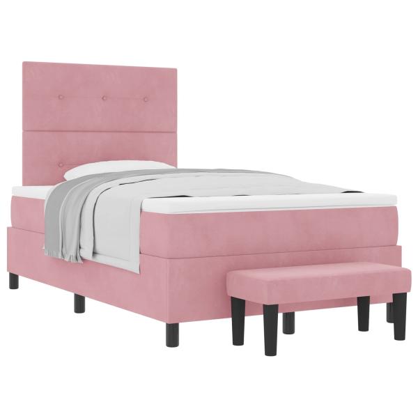Boxspringbett mit Matratze mit Kopfteil Rosa 120 x 190 cm Samt