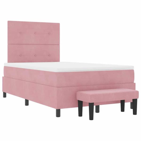 Boxspringbett mit Matratze mit Kopfteil Rosa 120 x 190 cm Samt
