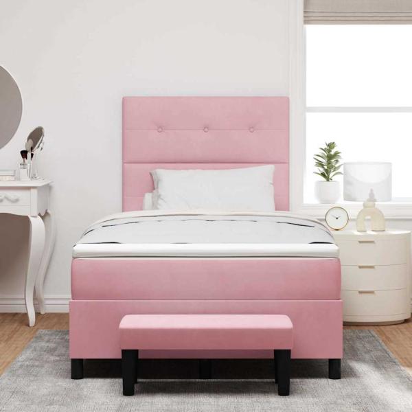 Boxspringbett mit Matratze mit Kopfteil Rosa 120 x 190 cm Samt