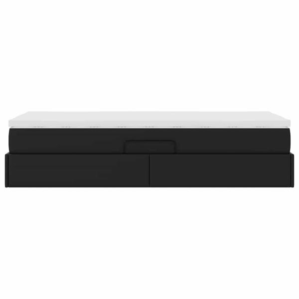 Aufbewahrungsbett mit Matratze Schwarz 90 x 190 cm Kunstleder
