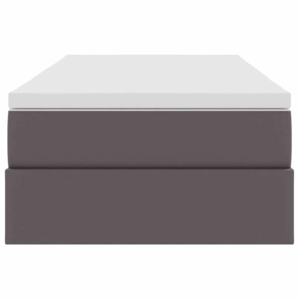 Aufbewahrungsbett mit Matratze Grau 90 x 190 cm Kunstleder