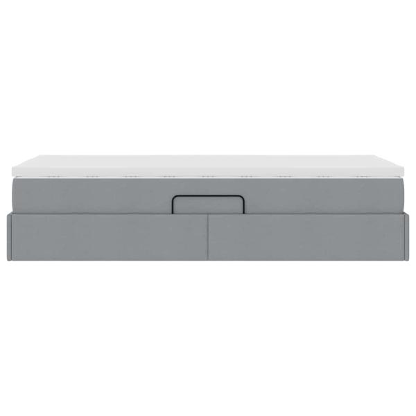 Aufbewahrungsbett mit Matratze Hellgrau 90 x 200 cm Polyester