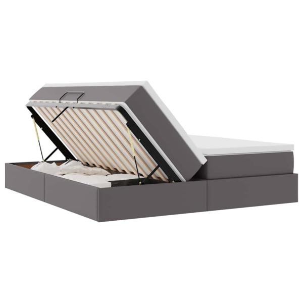 Aufbewahrungsbett mit Matratze Grau 180 x 200 cm Kunstleder