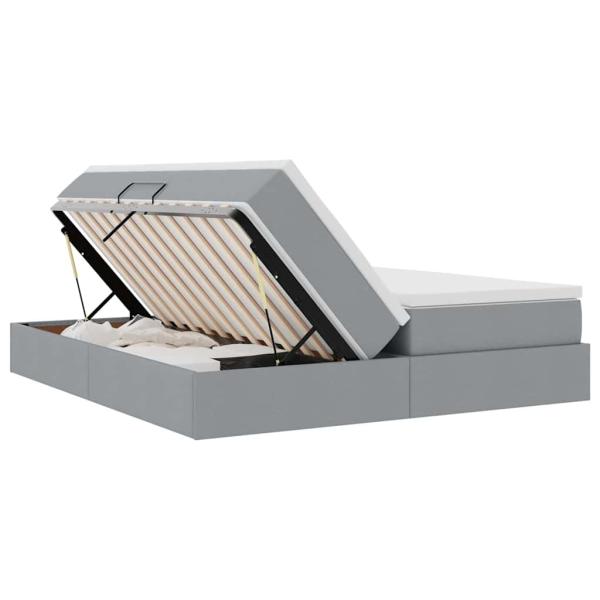 Aufbewahrungsbett mit Matratze Hellgrau 180 x 200 cm Polyester