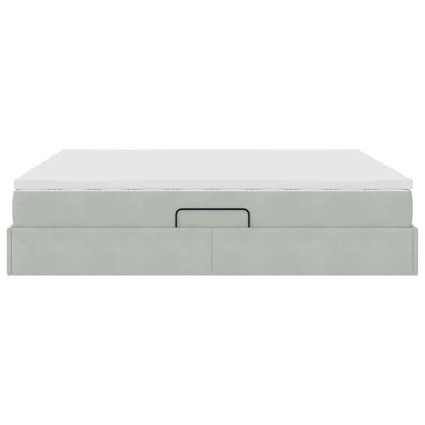 Aufbewahrungsbett mit Matratze Hellgrau 180 x 200 cm Samt