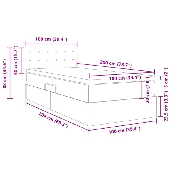 Aufbewahrungsbett mit Matratze Schwarz 100 x 200 cm Kunstleder
