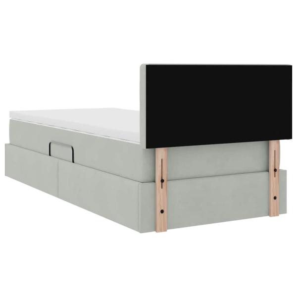 ARDEBO.de - Aufbewahrungsbett mit Matratze Hellgrau 90 x 200 cm Samt