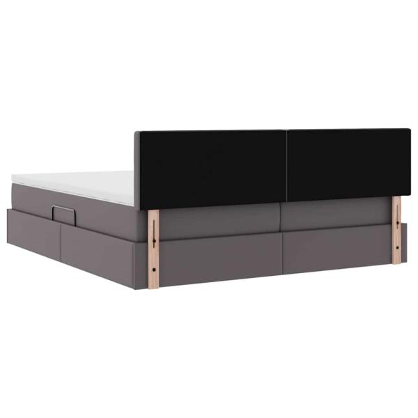 Aufbewahrungsbett mit Matratze Grau 180 x 200 cm Kunstleder