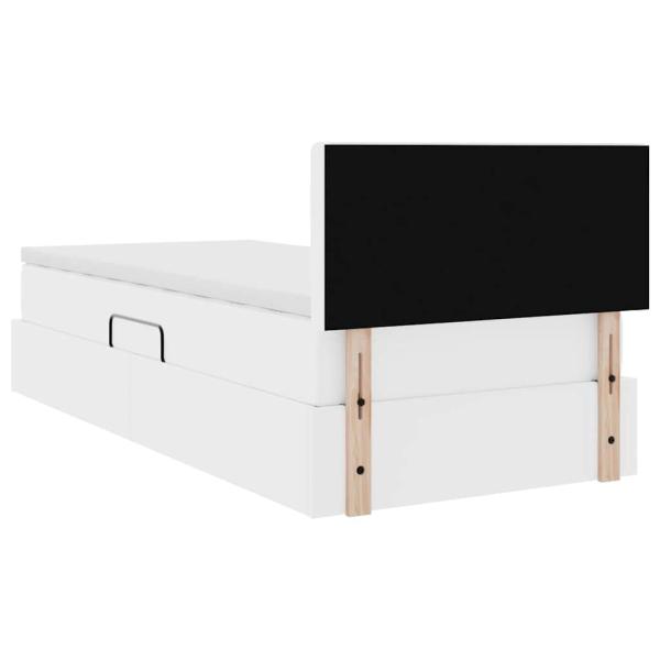 Bett mit Stauraum und LED Reinweiß 90 x 200 cm Kunstleder