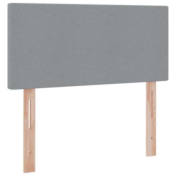 ARDEBO.de - Bett mit Stauraum und LED mit LED Hellgrau 90 x 200 cm Stoff