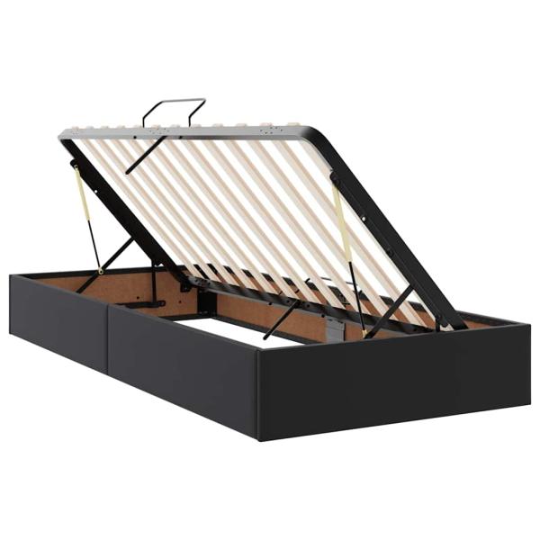 Bett mit Stauraum und LED Schwarz 200 x 200 cm Kunstleder