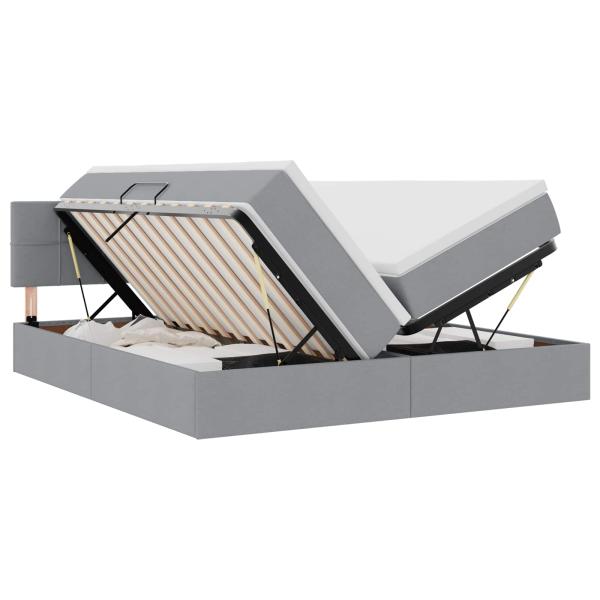 Bett mit LED-Lichtleisten Hellgrau 180 x 200 cm Stoff