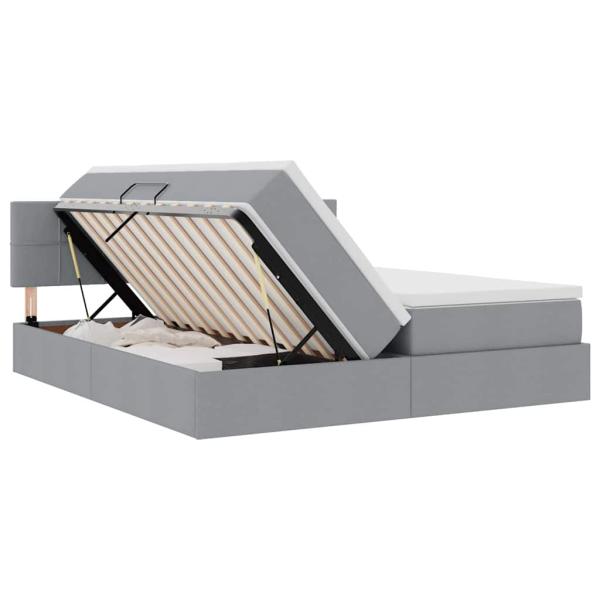 Bett mit LED-Lichtleisten Hellgrau 180 x 200 cm Stoff