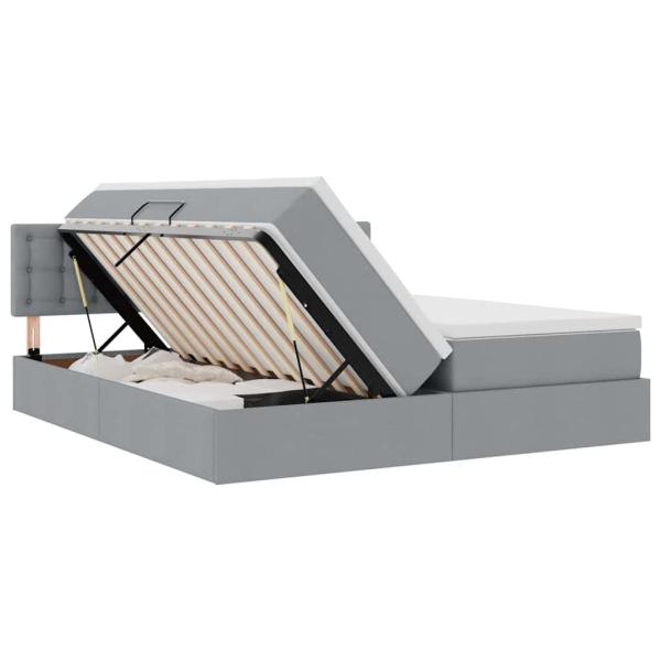 Bett mit LED-Lichtleisten Hellgrau 180 x 200 cm Stoff