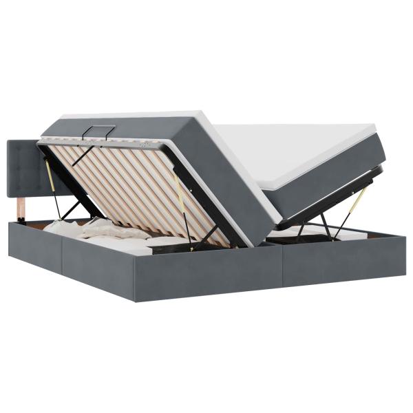 Bett mit LED-Lichtleisten Dunkelgrau 180 x 200 cm Samt