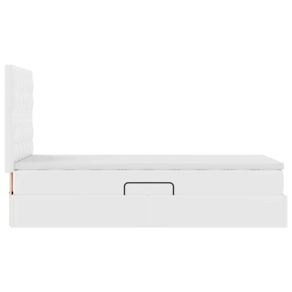 Aufbewahrungsbett mit Matratze Reinweiß 90 x 190 cm Kunstleder