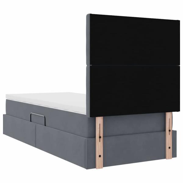 Aufbewahrungsbett mit Matratze Dunkelgrau 90 x 200 cm Samt