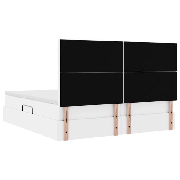 Aufbewahrungsbett mit Matratze Reinweiß 180 x 200 cm Kunstleder