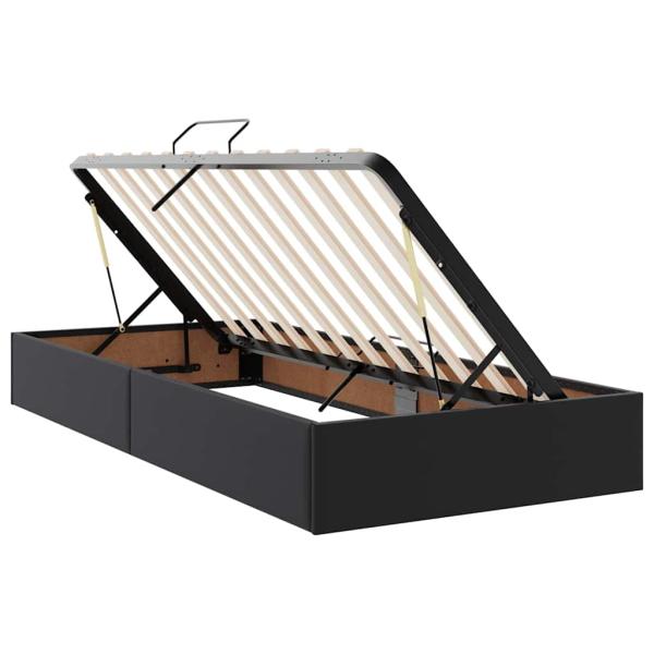 Bett mit Stauraum und LED Schwarz 90 x 190 cm Kunstleder