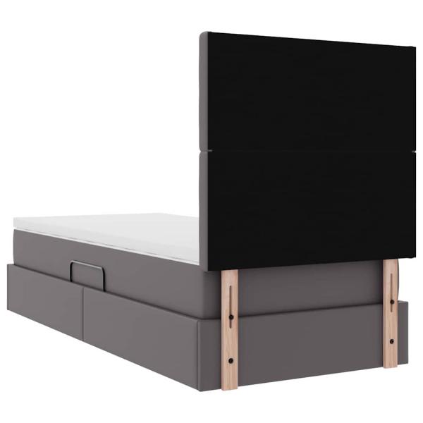 Bett mit Stauraum und LED mit LED Grau 90 x 200 cm Kunstleder