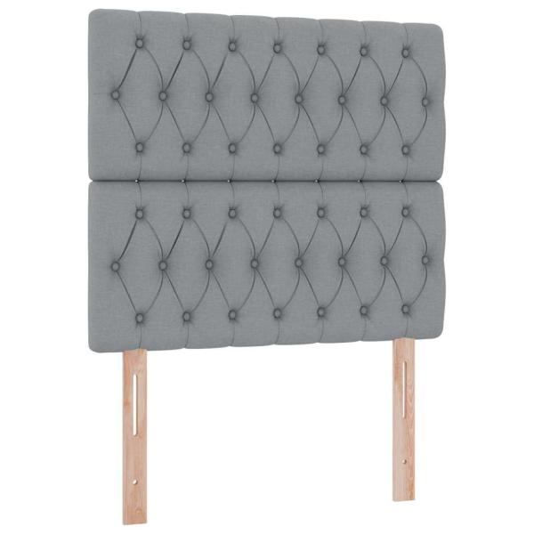 Bett mit Stauraum und LED Hellgrau 90 x 200 cm Polyester