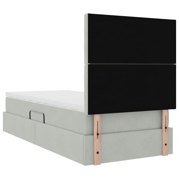 Bett mit Stauraum und LED mit LED Hellgrau 90 x 200 cm Samt