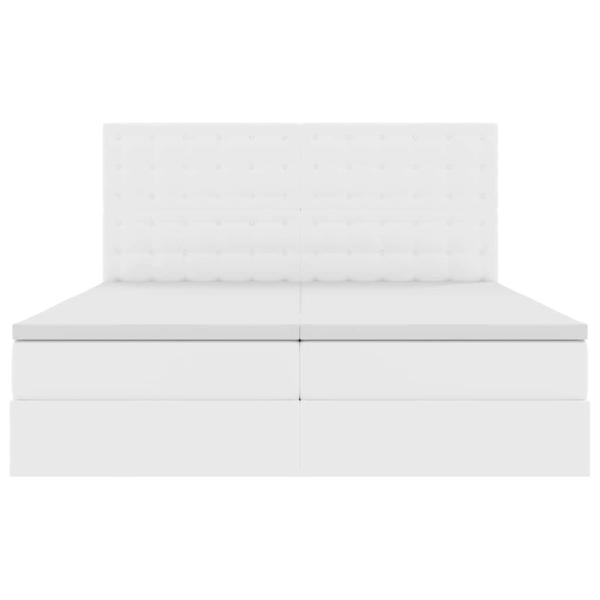 Bett mit Stauraum und LED Reinweiß 180 x 200 cm Kunstleder