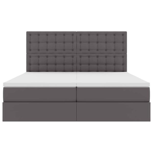 Bett mit Stauraum und LED Grau 180 x 200 cm Kunstleder