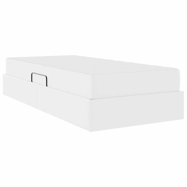 Aufbewahrungsbett mit Matratze mit Matratze 2 pcs Weiß Leder