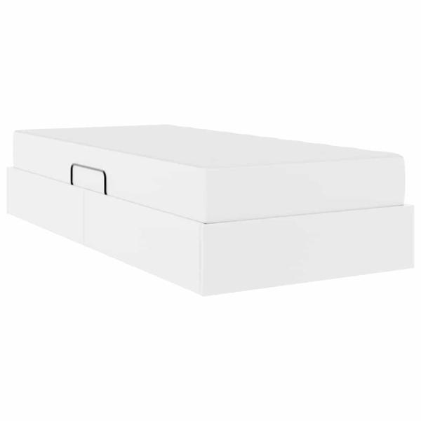 Aufbewahrungsbett mit Matratze mit Matratze 2 pcs Weiß Leder