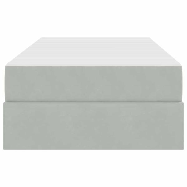 Aufbewahrungsbett mit Matratze Hellgrau 90 x 200 cm Samt