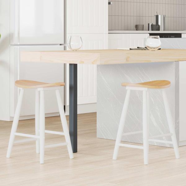 ARDEBO.de - Esszimmerstühle 2 pcs Weiß 46 x 37 x 63 cm Massives Gummiholz